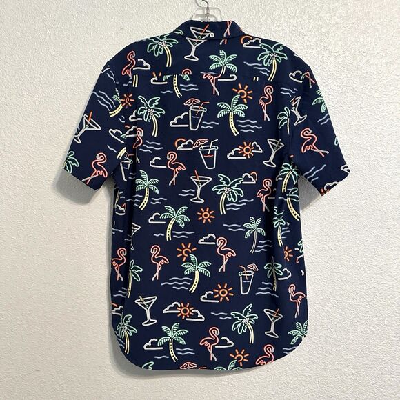 Chubbies Friday Shirt Men's Size Med Navy Neon Lights Button down Short Sleeve - Picture 2 of 7